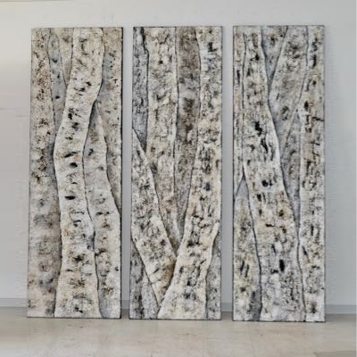 Christiana Sieben: Betula (je 200 x 60 cm, Canvas, mixed media)