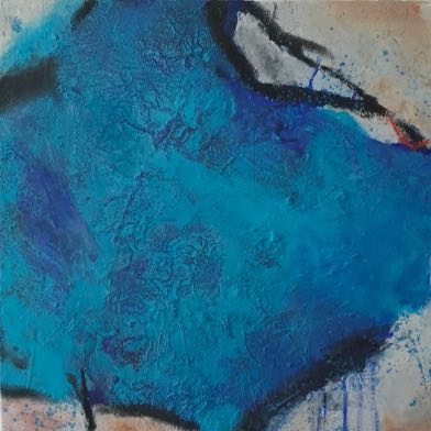 Christiana Sieben: Water zone (40 x 40 cm, Canvas, mixed media)
